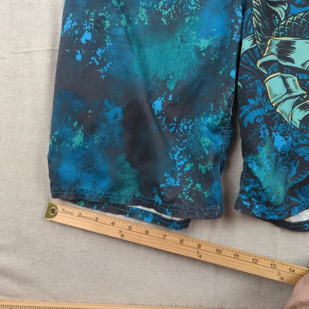 MMA Elite Swim Shorts Small Green Graphic AOP